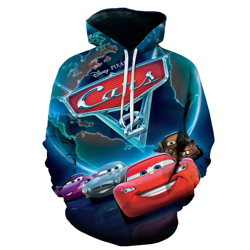 MINISO Hoodie Disney Cars Lightning McQueen 3D Printed Men\'s Sweatshirt Boys Hoodie Fashion Cartoon Sweatshirt Clothing