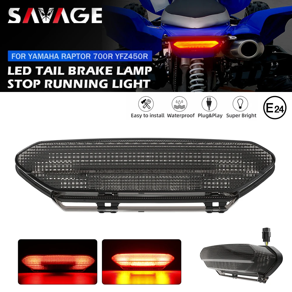 

2025 LED Tail Light For Yamaha Raptor 700R YFZ450R YXZ1000R YFM700R SE Motorcycle Rear Stop Brake Light Running Lamp Tailight