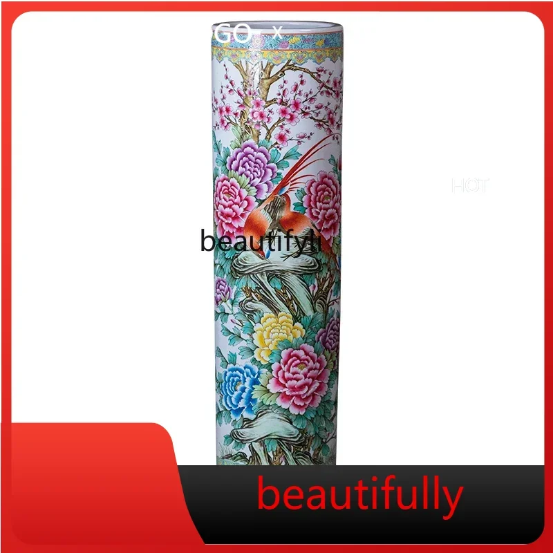 

X Flowers bloom rich hand-painted floor-to-ceiling large vase ceramic living room TV cabinet ornament gift