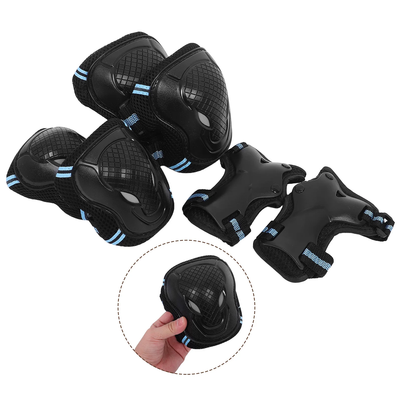 1Set Anti Fall Protection Set Durable Knee Hand Elbow Pads Skateboard Cycling Outdoor Sports Guard S 20 to 40 Kg Black Blue