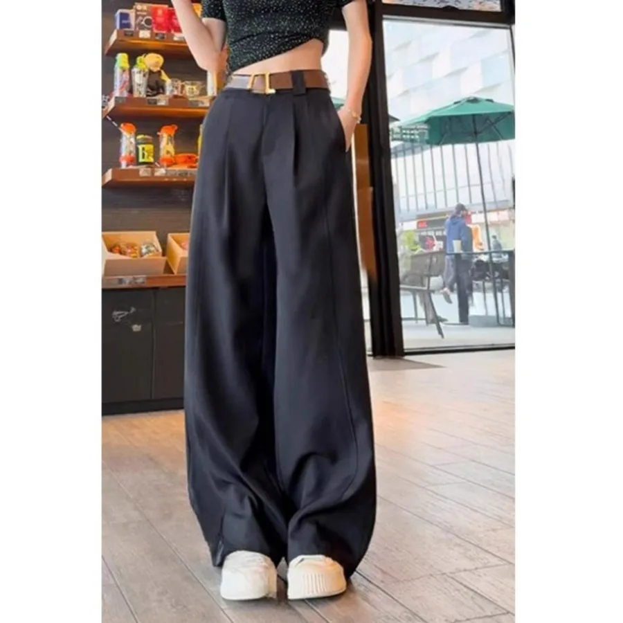 بدلة ثنية عالية الخصر بنطال ذو قصة أرجل واسعة للنساء صيفي جديد مستقيم وفضفاض للتخسيس طويل القامة بطول الأرض بنطلون أعمال أنيقة... #4