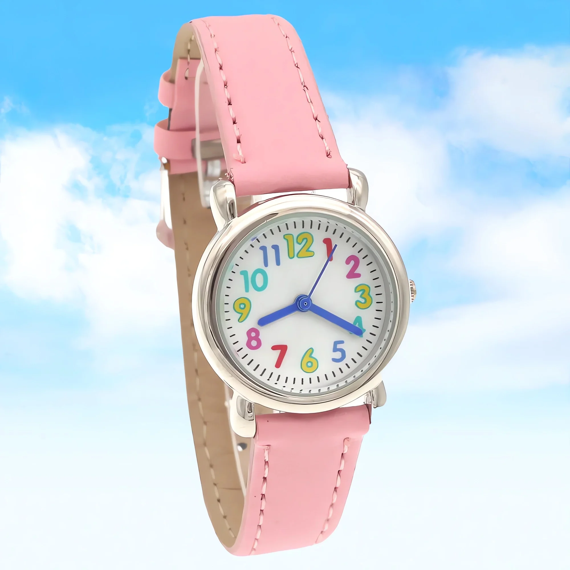 Children Fashion Leather Strap Students Quartz Wristwatch Boys with Dial Trendy Watches