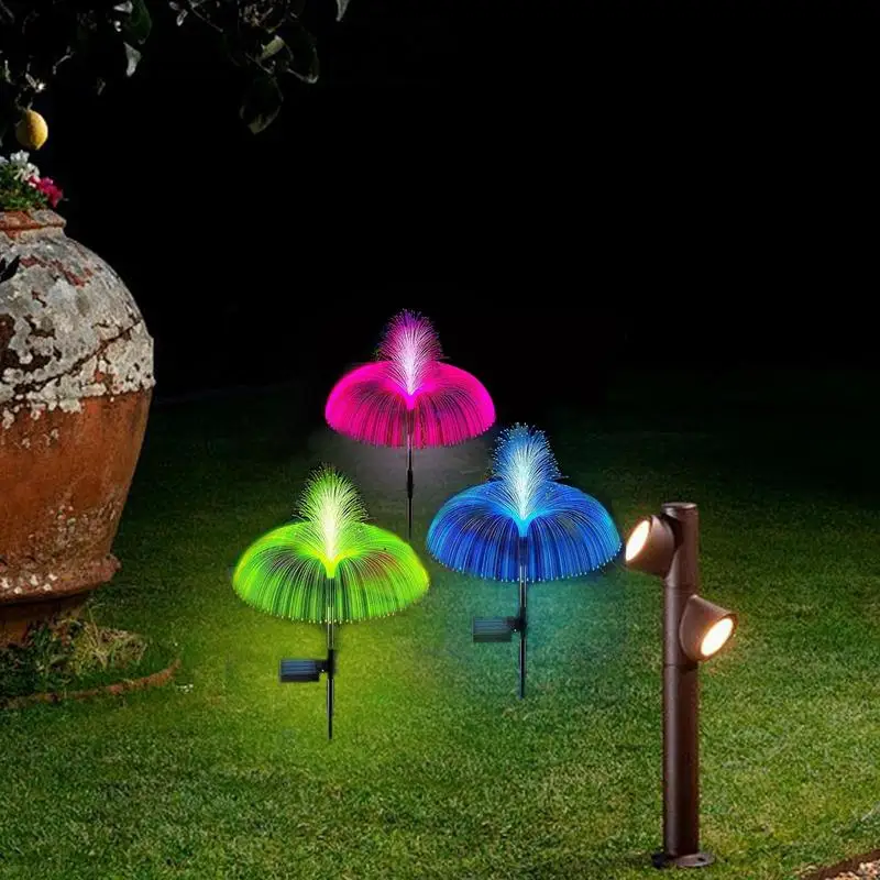 Solar Christmas Tree Garden Stake Lights 2X Outdoor Jellyfish Christmas Tree Solar Yard Lights Waterproof Decorative 7 Color