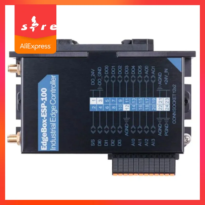PLCs EdgeBox-ESP-100-Industrial Edge Controller, WiFi, BLE, 4G LTE, DIO, AIO, Ethernet, CAN, RS485