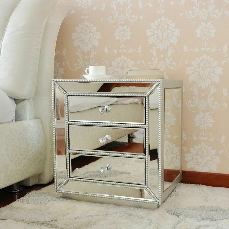 

-European style glass bedside table, bucket cabinet, decorative cabinet, neoclassical and postmodern