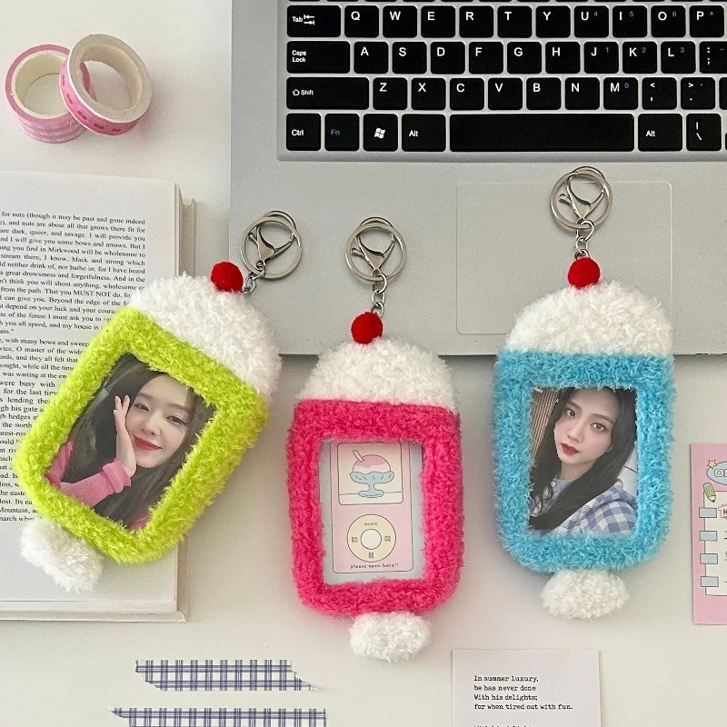 Kawaii Juice Cup Design Card Holders For Kpop Girls 3inch Keyring Idol Card Protect Cover