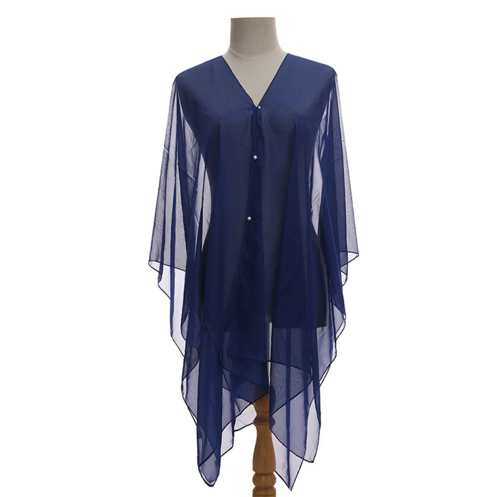 أزياء بلون وشاح شال تنفس ملابس السباحة الفاخرة قفطان أعلى الربيع الشمس مقاومة المعطف المرأة