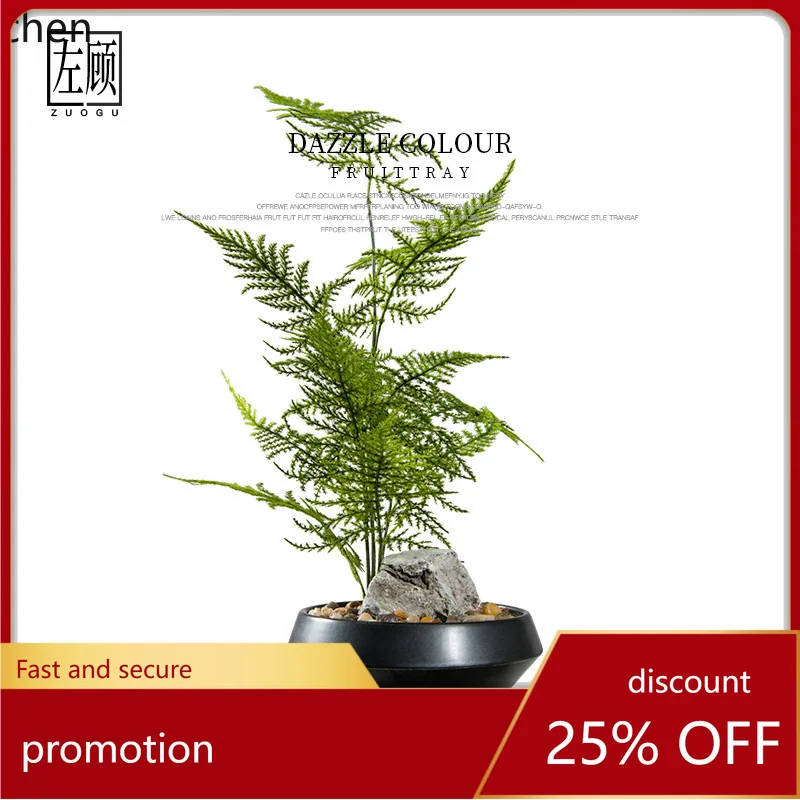 YFY New Chinese Style Artificial Bamboo Plant Potted Micro  Flower for Study Room Tea Art Tea Room Desk Green Plant Ornament