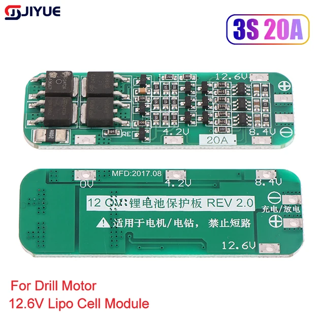 3S 20A Li-ion Lithium Battery 18650 Charger PCB BMS Protection Board For Drill Motor 11.1V 12V 12.6V Lipo Cell Module