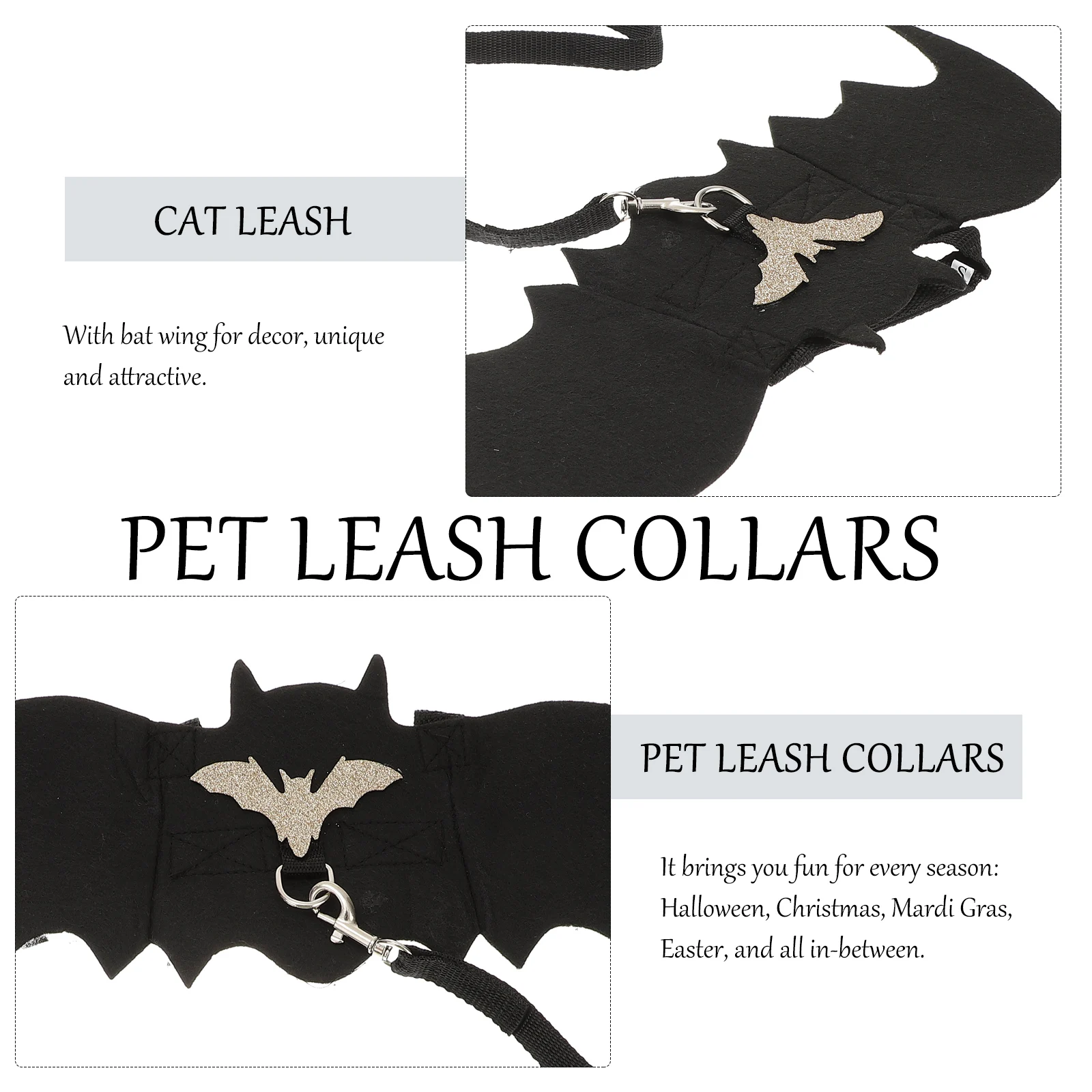 

2 pcs 2 Sets Wings Pet Leash Collars Cat Dog Chest Strap Vest Harness Safety Belt Halloween Christmas Pet Vest Rope Party