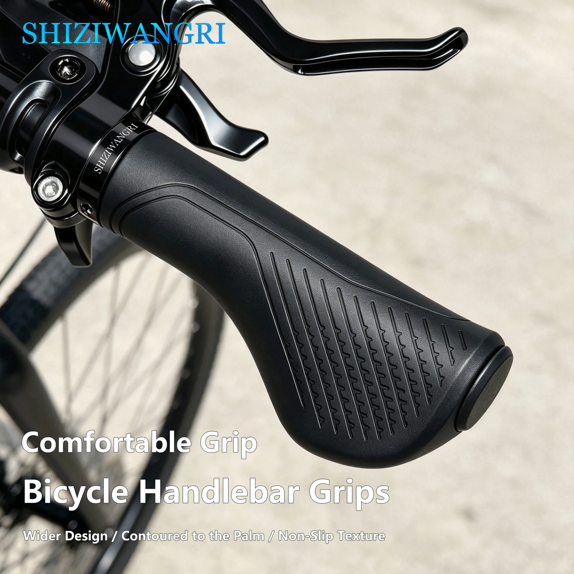 SHIZIWANGRI Lock‑On Bike Handlebar Grips Aluminum Alloy Lock Ring Soft TPR Rubber Non‑Slip Comfort Bicycle Hand Grips
