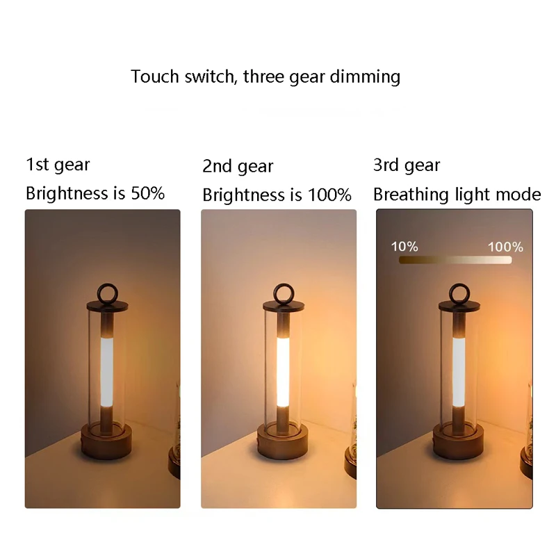 Luce da campeggio all'aperto ricarica USB appeso decorazione del Desktop atmosfera luce LED lettura camera da letto comodino respirazione luce notturna