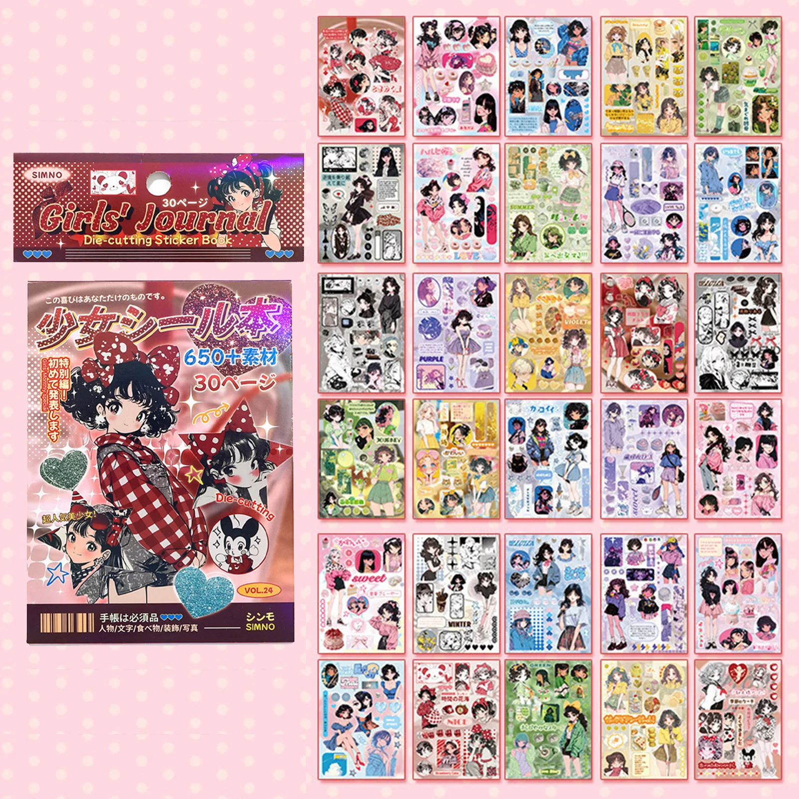 Japanese Anime Girly Stickers Girly Decorative Label Stationery Sticker for Scrapbooking Journals Art Projects