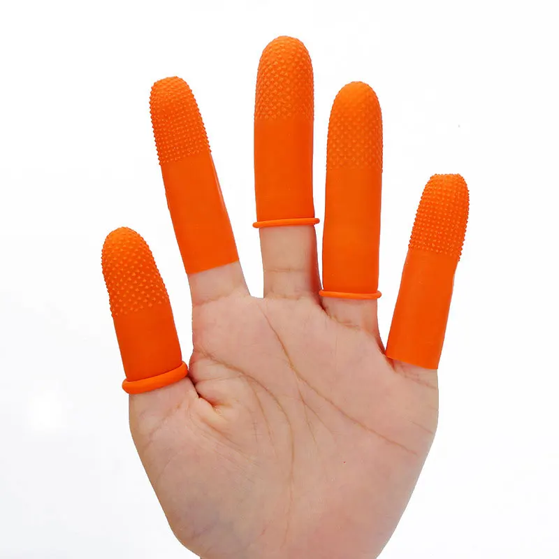 1000Pcs Finger Cots Orange Natural Rubber Latex Non-slip Finger Cover Fingertip Protector Industry Gloves Nail Art Tool