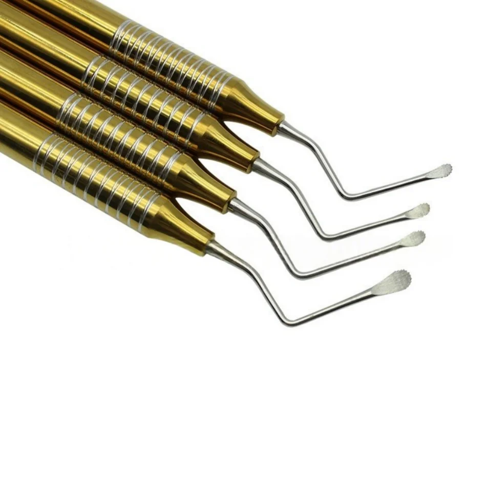 1 Set 4PCS Dental Curette Scaler Jagged Curettes Dental Scaler Gracey Bone Curette Implant Periodontal Bone Dentist Tools view 3