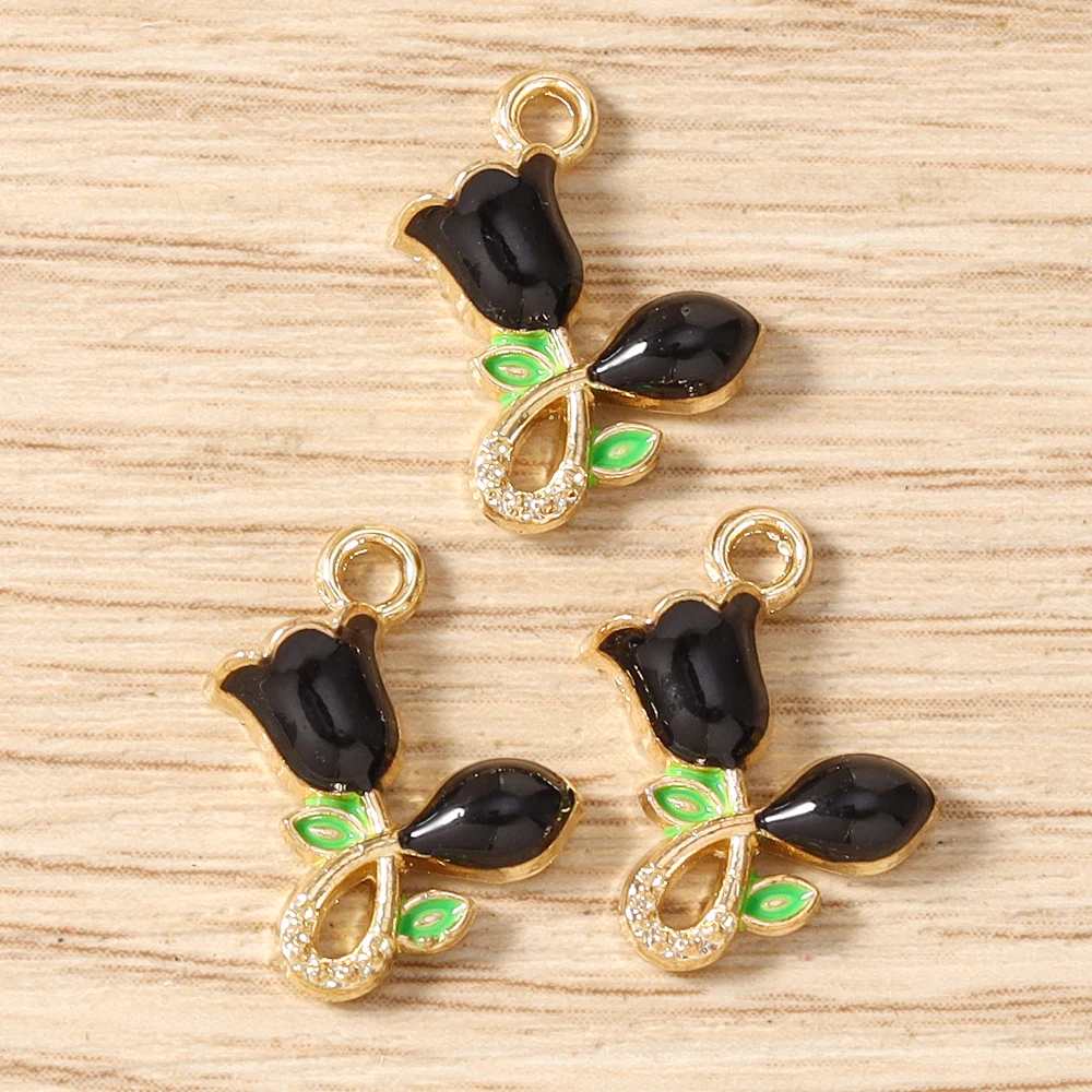Tusember 20 Stück 11*12mm Niedliche Rosenblüten-Anhänger für Schmuckherstellung DIY Halskette Ohrringe Armband Handgemachtes Zubehör – Detail 8