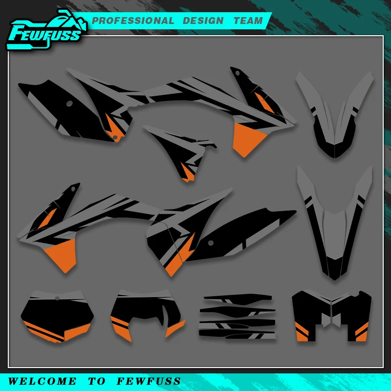 Fewfuss For KTM SXF 2011‑2012 EXC 2012‑2013 Motorcycle Graphics Decals Stickers Kit Custom Name Number