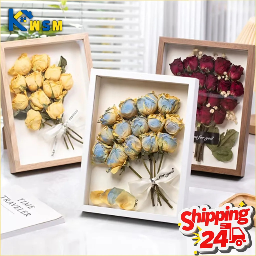 1-3PCS 3D Hollow Dried Flower Picture Frame Large DIY Rose Bouquet Display for Home Wall Decor Wedding Gift Creative Craft