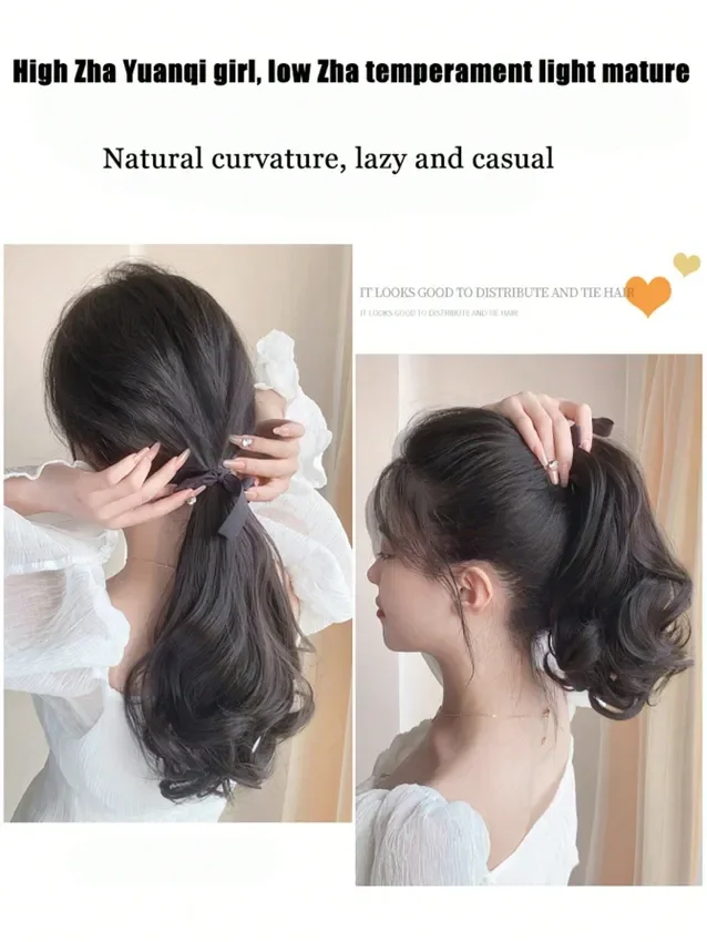 30cm Synthetic Short Water Curly Ponytail Drawstring Tie straps Ponytail Hairpiece for Women
