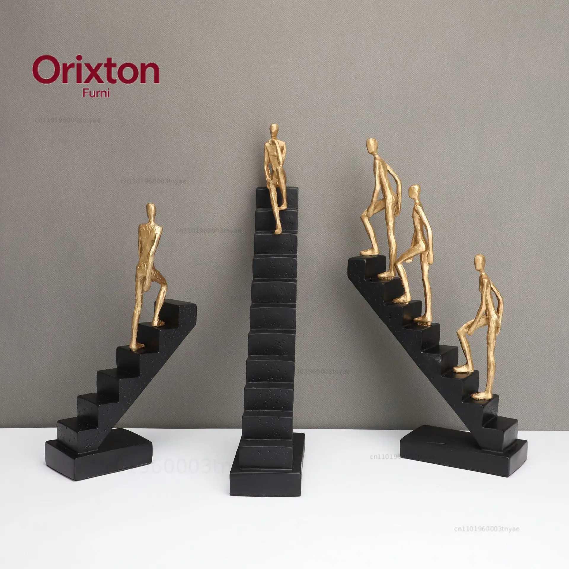 Staircase Figure Sculpture Golden Man Climber Abstract Simulation Handicraft Ornaments Artwork Furnishings Home Decoration