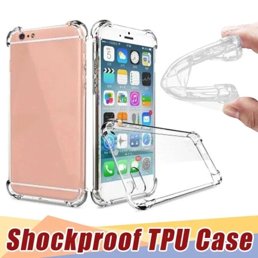 

100pcs Shockproof Silicone Clear TPU Phone Case For iPhone 17 16 15 11 12 14 Pro Max 13 Mini X XS 7 8 Plus Back Cover Shell