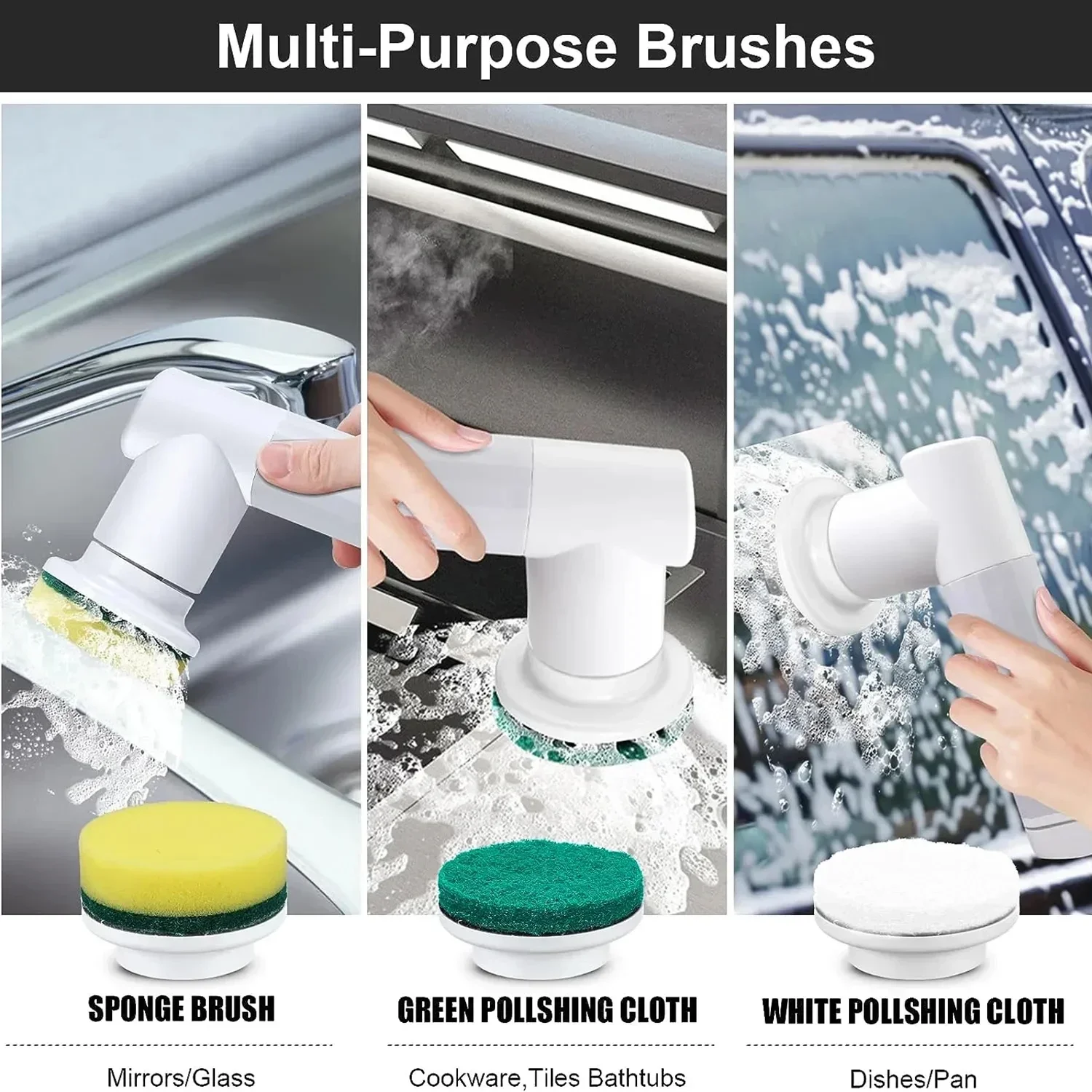 Xiaomi Electric Spin Scrubber Cordless Cleaning Brush with 2 Rotating Speeds & 6 Replaceable Heads for Bathroom,Kitchen,Wall,Ove