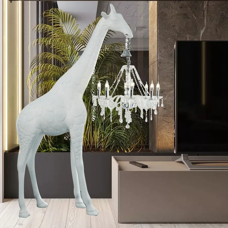 Large art giraffe sculpture animal ornament floor lamp ornament standing lamp