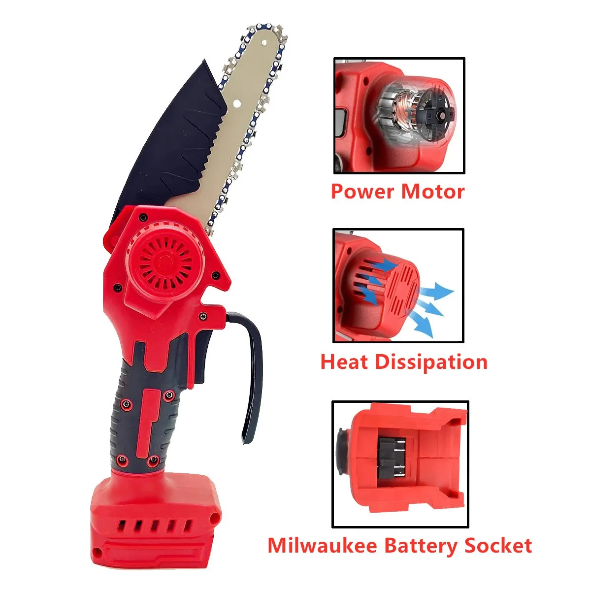 Suitable Milwaukee 18V Battery Chain saw Cordless Electric Chainsaw 6 Inch Pruning Cutting Garden Woodworking Power Tools