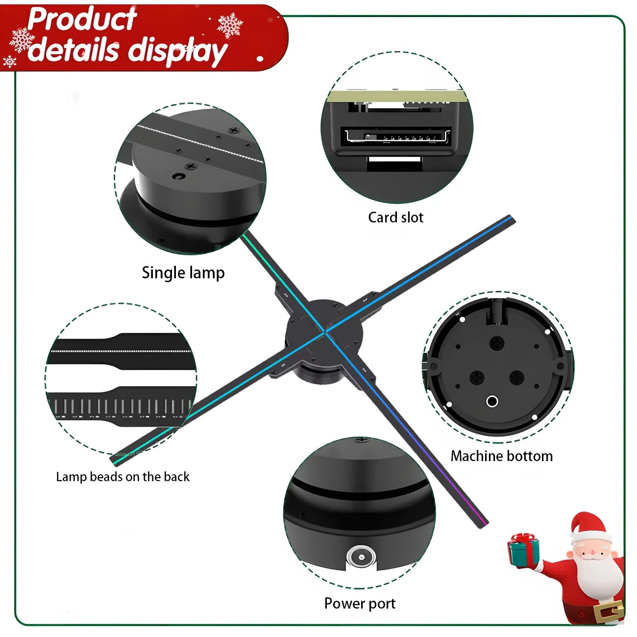 52cm 3D Hologram Fan Projector HD LED Holographic Player Advertising Display Machine WiFi APP Remote Control for Shopping Mall