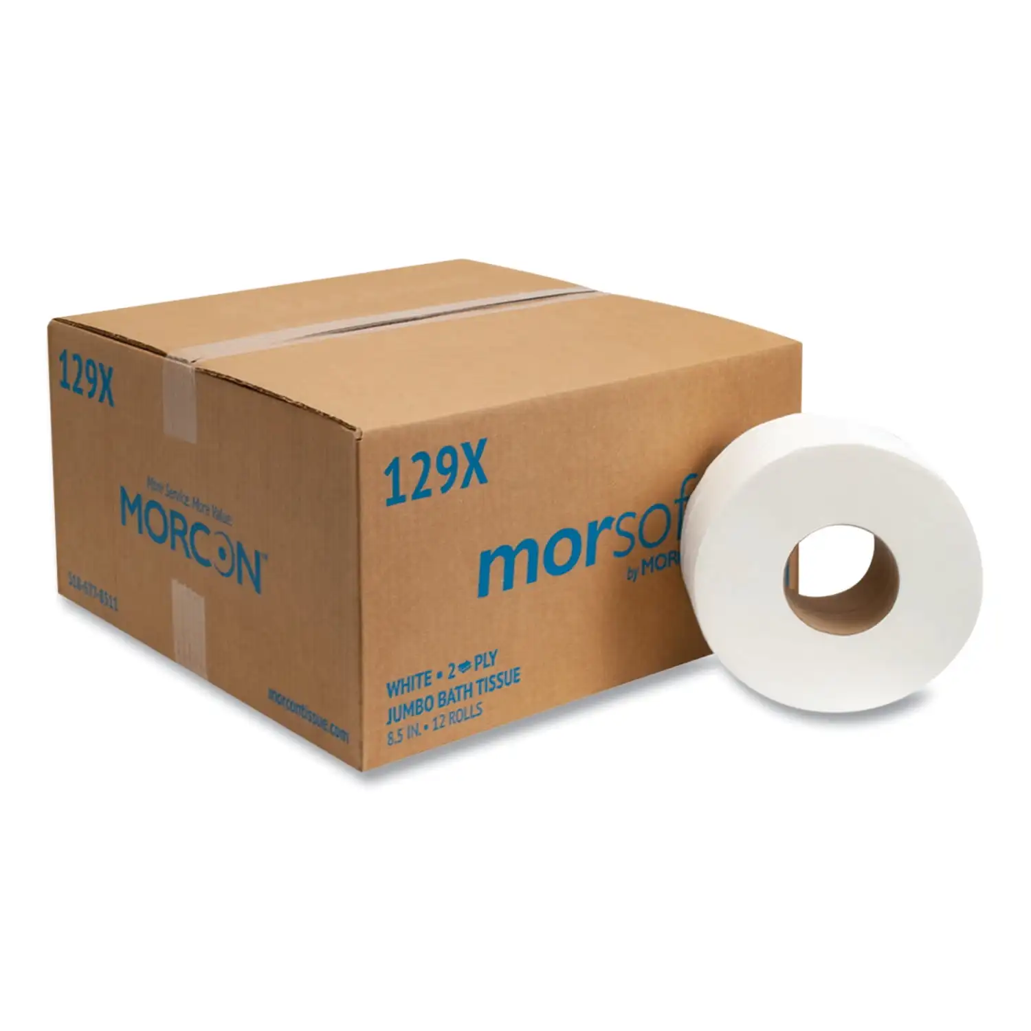 Tissue Jumbo Toiletpapier, Septic Safe, 2-laags, Wit, 500 Ft, 12/Carton -Mor129X