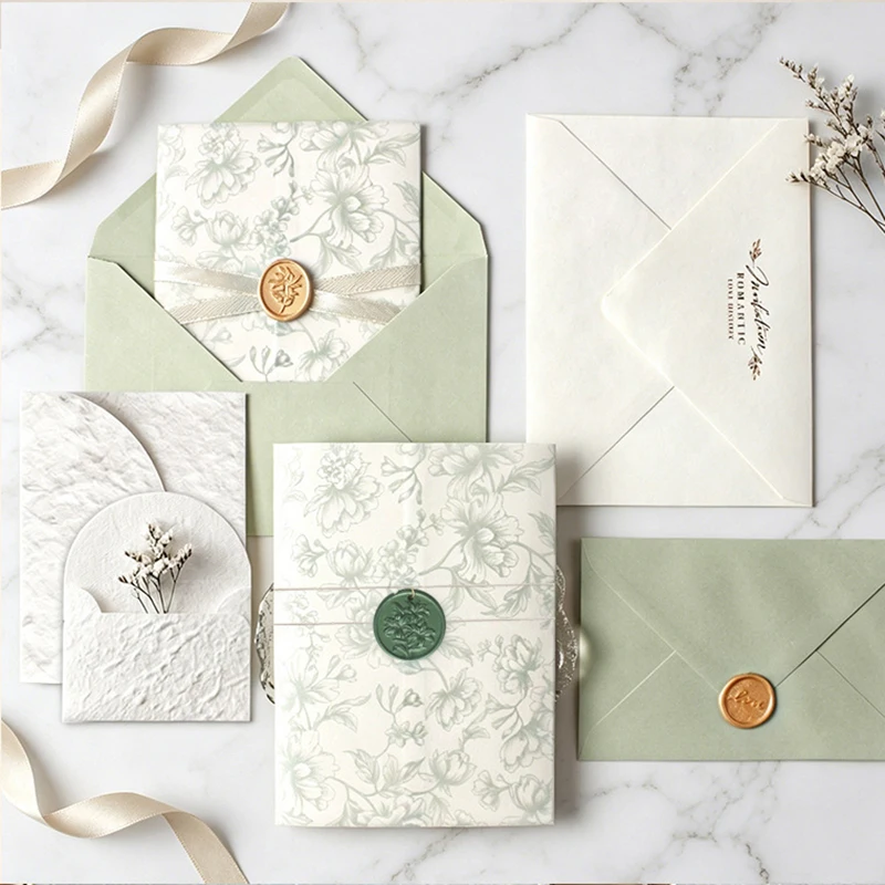 50pcs Flower Translucent Vellum Paper Envelope for Postcard  Wedding Business Invitations Greeting Card Packaging Storage Bags