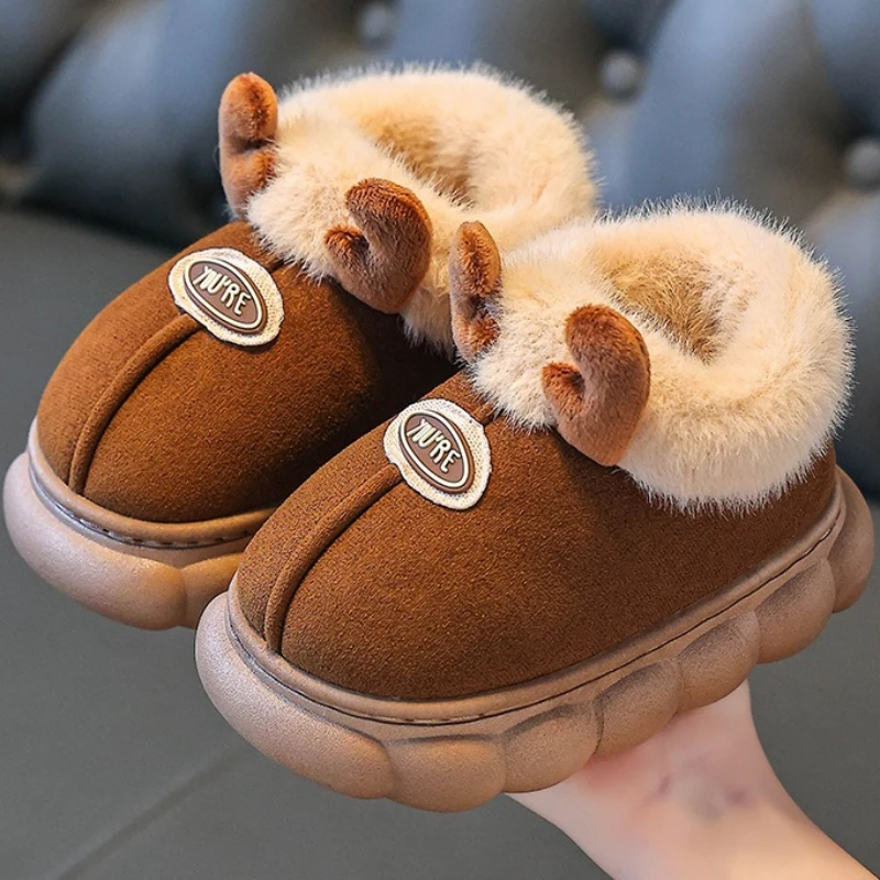 Hot Selling Home Cotton Slippers2025Winter New Anti Slip Child Warm Shoe Casual Child Indoor Outdoor Hairy Versatile Cotton Shoe