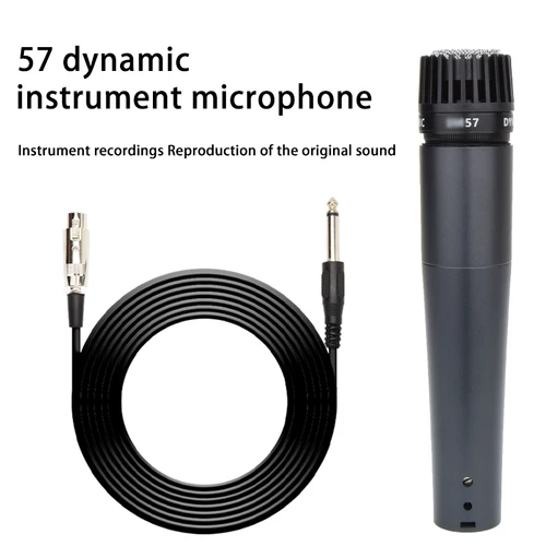 Imagen 2 del producto Micrófono dinámico cardioide SM57 de Metal para canto de escenario micrófono con cable profesional para Shure Karaoke BBOX grabación Vocal