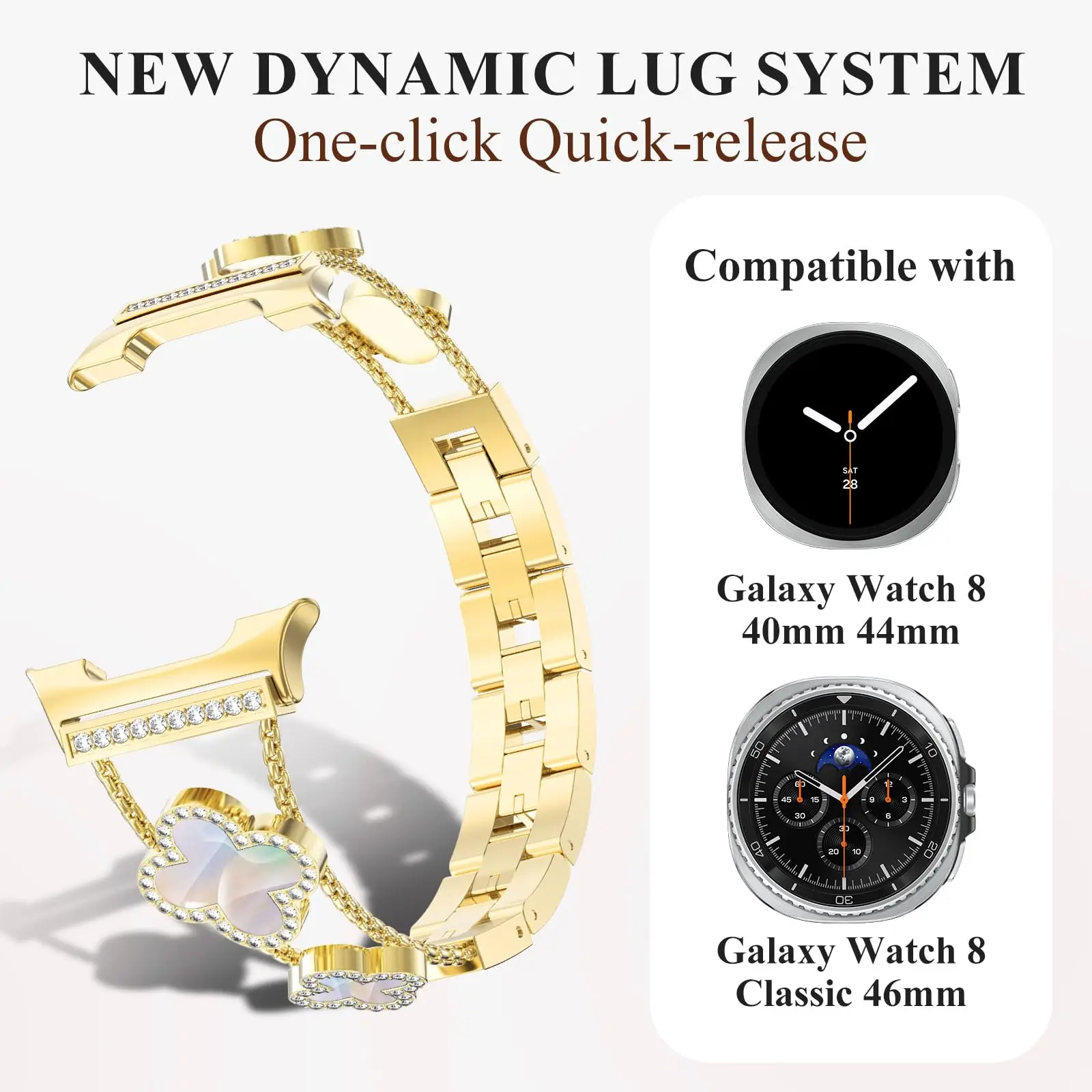 Diamond Strap for Samsung Galaxy Watch 8 44mm 40mm Shiny Design Luxury Women Bracelet for Samsung Galaxy 8 Classic 46mm Correa