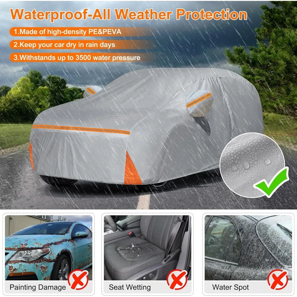 Waterproof All-Weather Car Cover for Toyota Sienna Minivan 2003-2025, Custom-Fit with Zipper and Lining