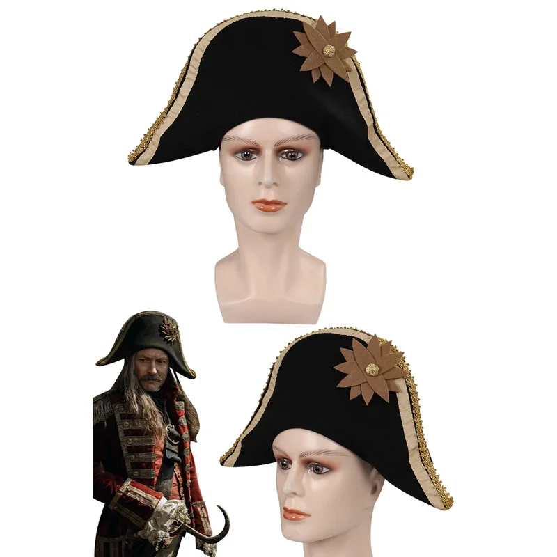 Captain Hook Cosplay Pirate Hat Cap 2023 Movie Peter Cosplay Pan Roleplay Fantasia Props Costume Accessories Halloween Disguise