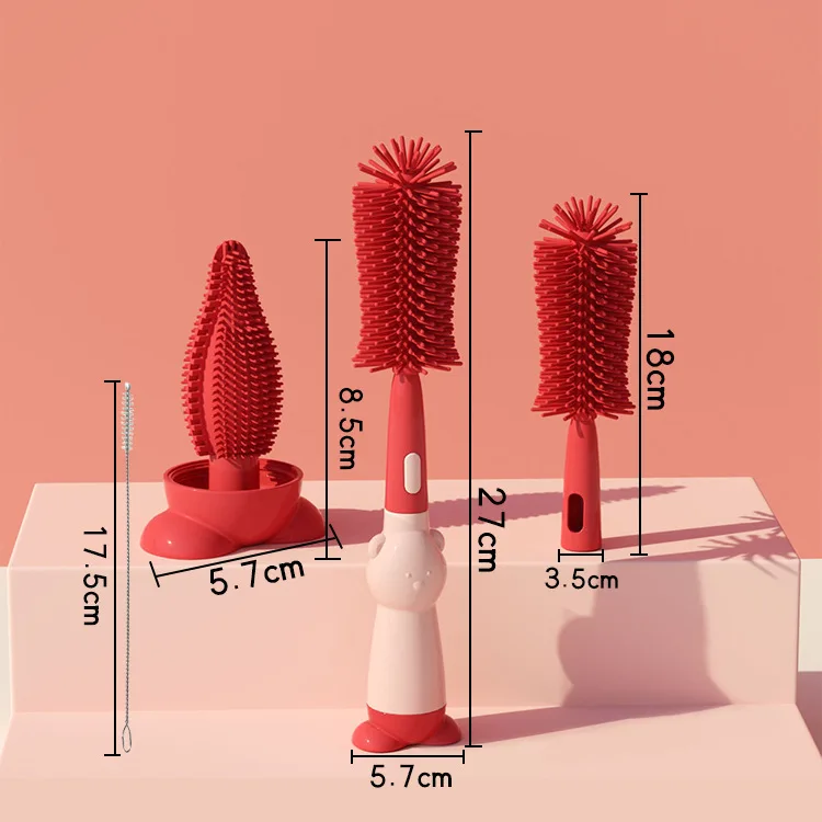 3-In-1 Multifunctionele Reinigingsborstelset Voor Siliconenflessen Voor Op Reis Babyfles En Fopspeenreiniging