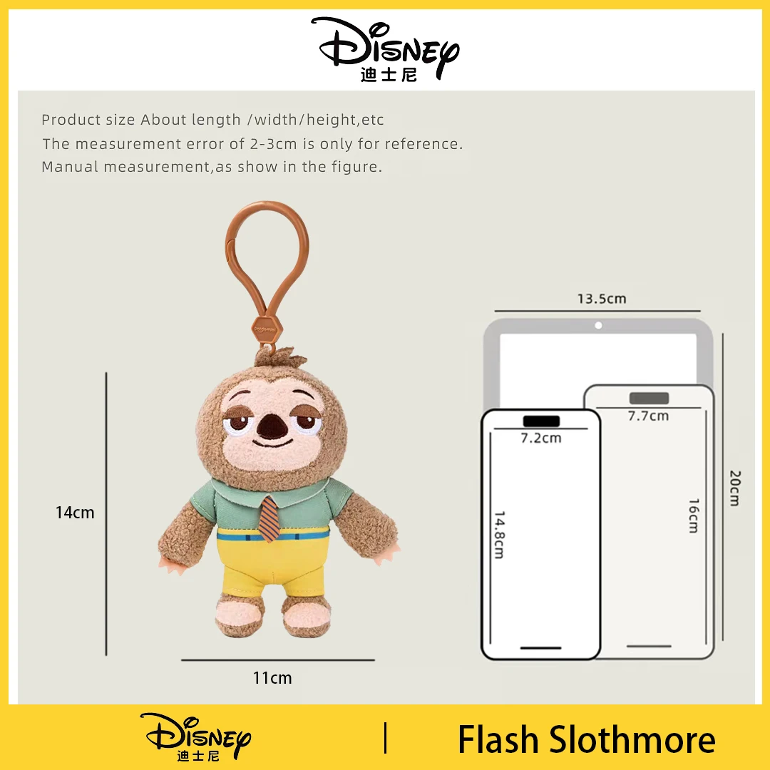 Potdemiel Disney Zootopia Flash Slothmore Stuffed Ring Clip Keychain Bag Charm Backpack Pendant Holiday Gift Souvenir Figure Toy view 4