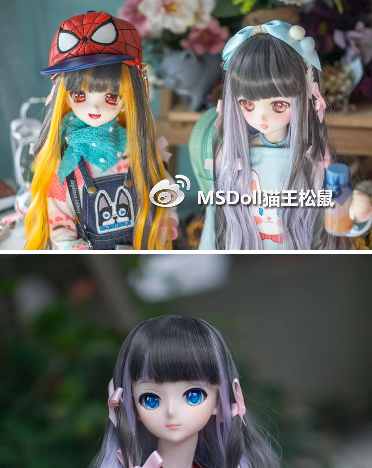 1/3 Bjd Wig Gradient Color Long Curly Hair 1/4 BJD MDD Doll Wig Anime Style Hair Accessories DIY Dress Up Female Toy for Girls