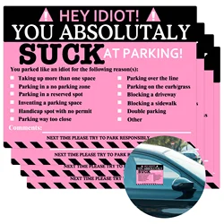 50 Pcs Idiot You Suck at Parking Business Sticker 7.5X5.5 Inch Parking Idiot Warning Stickers Parking Violation Funny Sticker