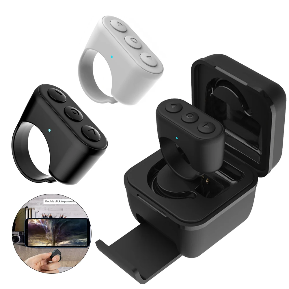 

Wireless Bluetooth Ring Remote Control Portable Fingertip Selfie Video Controller Automatic Page Turner Browsing for Android/iOS