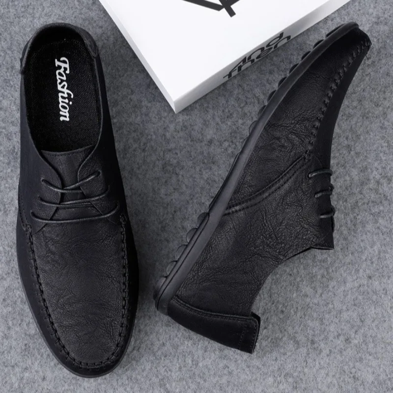 

Men's Leather Shoes Designer Plus Size Driving Shoe Soft Leather Lace Up Lightweight Casual Shoes Shallow Fashion Shoes for Men