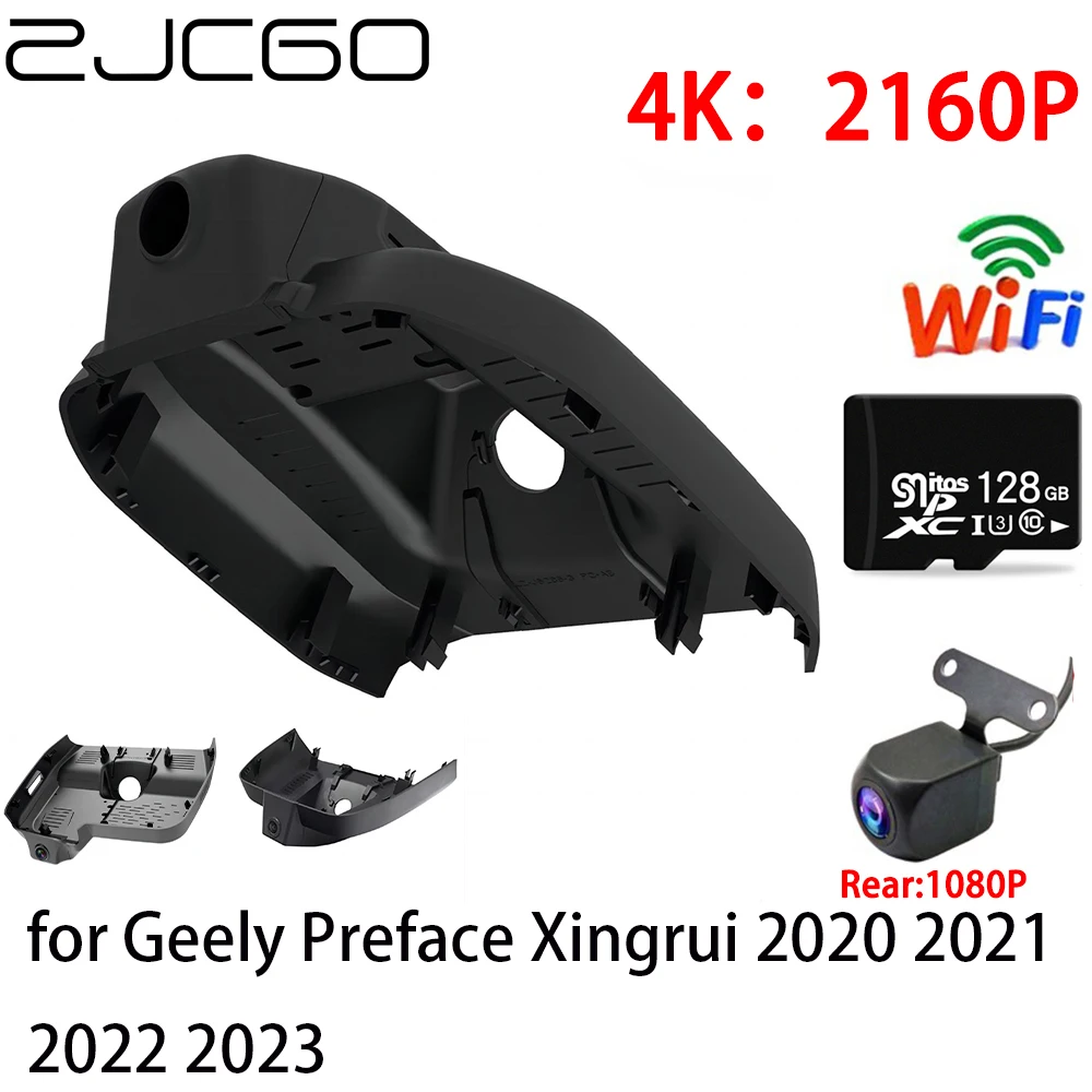 

ZJCGO 2K 4K Car DVR Dash Cam Wifi Front Rear Camera 2 Lens 24h parking for Geely Preface Xingrui 2020 2021 2022 2023