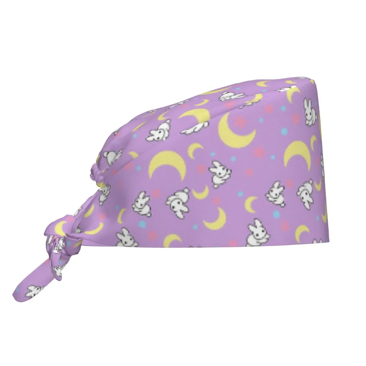 Kawaii Rabbit And Moon Scrubs Hat Classic Magical Girl Nurse Care Surgical Cap Unisex Pet Grooming Nursing Work Caps Hat