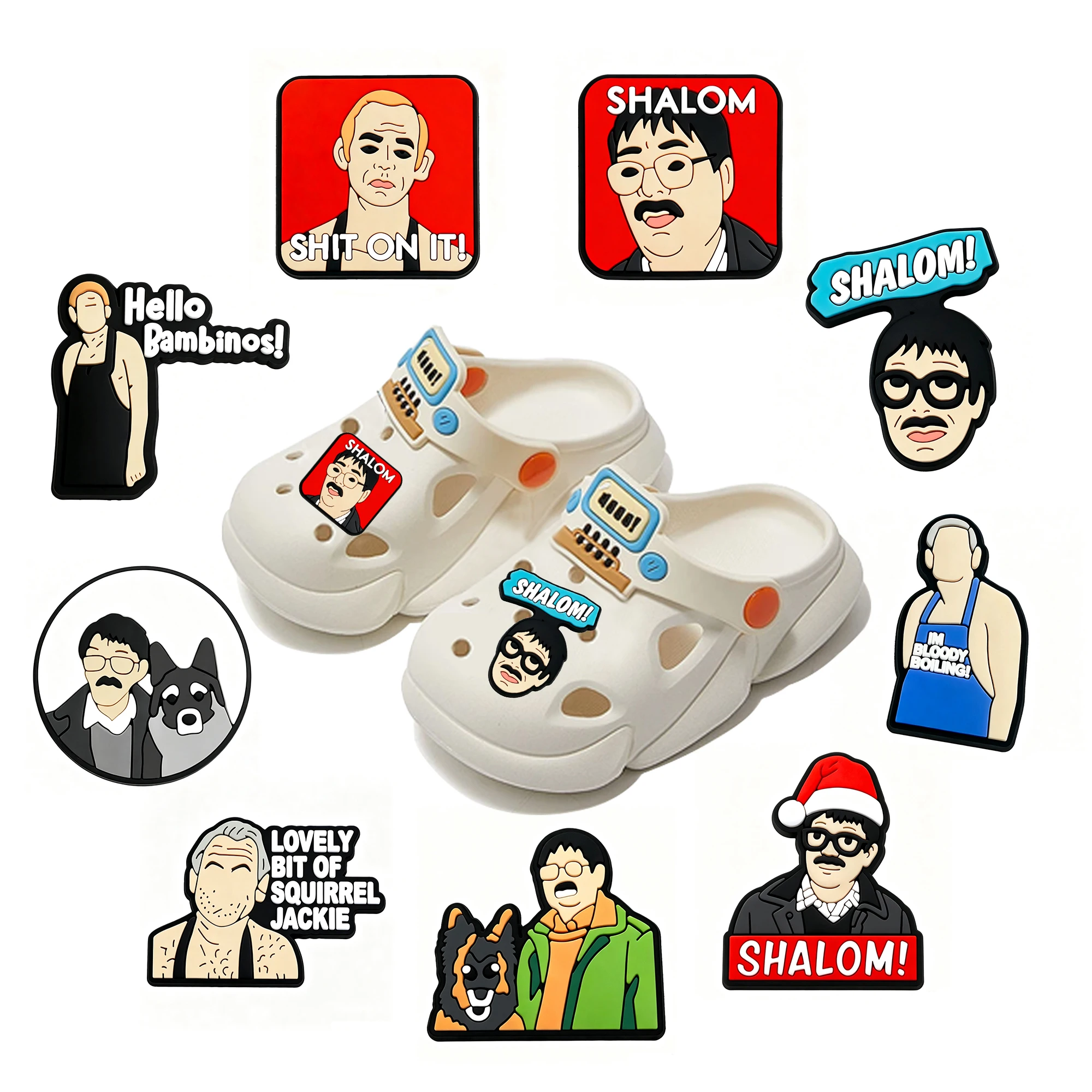 9Pcs Friday Night Dinner Shoe Charms For Bubble Slides Clogs Sandals,PVC Shoe Decorations Accessories Buckle For Wristband Gifts
