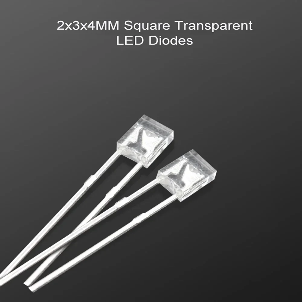 Lâmpada LED de Diodo Transparente Multi-Color, Brilho Ultra Alto, Componentes Eletrônicos, 3mm, 2x3x4mm, 100pcs