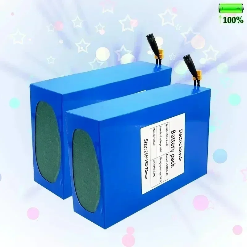 18650 battery lithium-ion battery pack 48V 50000mAh 13S8P for electric scooters, bicycles, customizable plug, EU/US charger