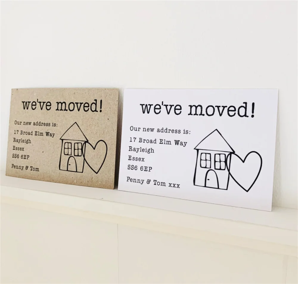 50pcs New Address Cards New Home Announcement Postcards New Home Notecards & Envelopes We've Moved Cards Kraft Brown or White