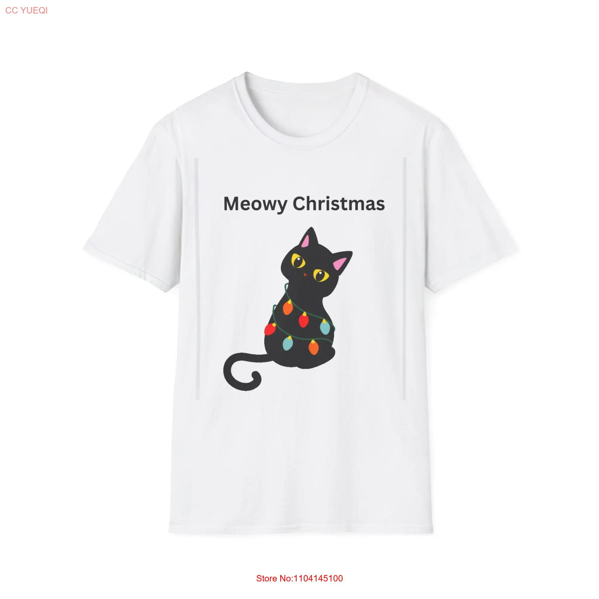 

Meowy Christmas Cat T Shirt Funny Holiday for Lovers Cute Apparel Softstyle long or short sleeves