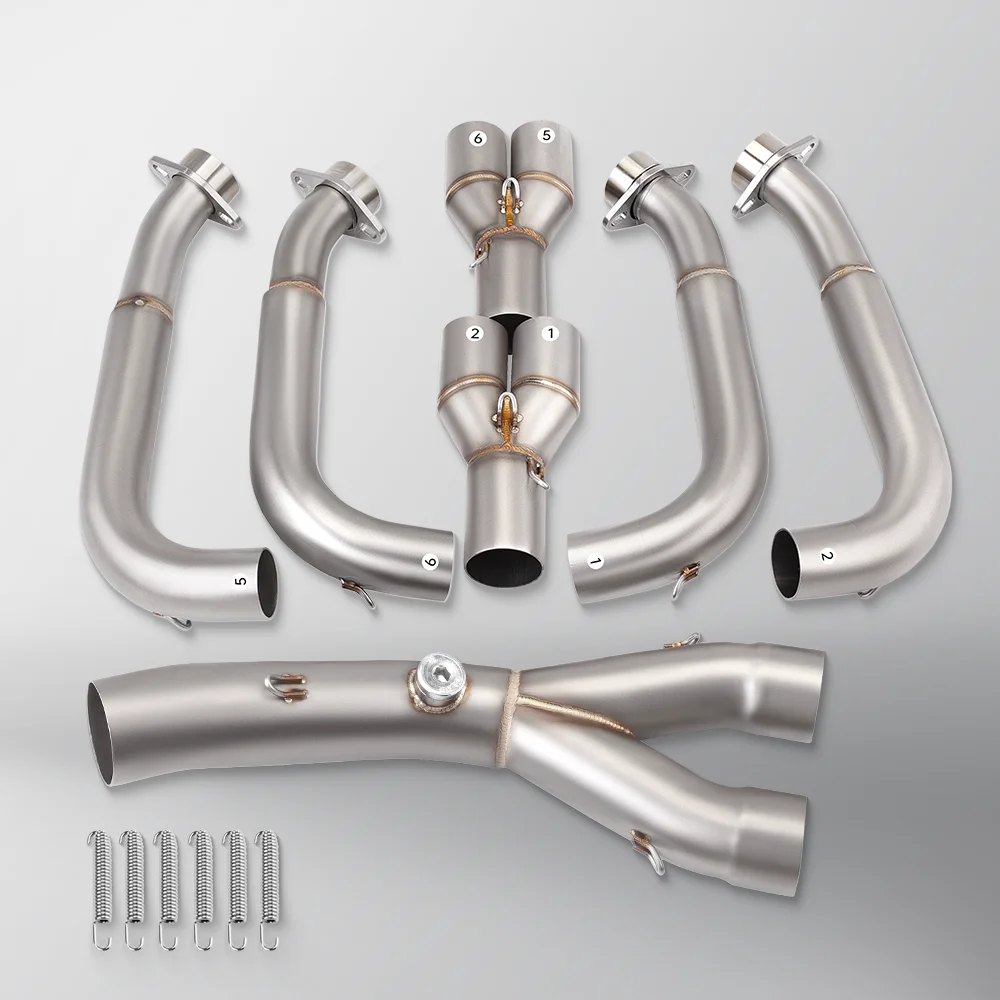 

full Motorcycle Exhaust System For R6 2006-2020 Titanium alloy Escape Slip On 51MM Front Tube Link Pipe Connect 51MM muffer